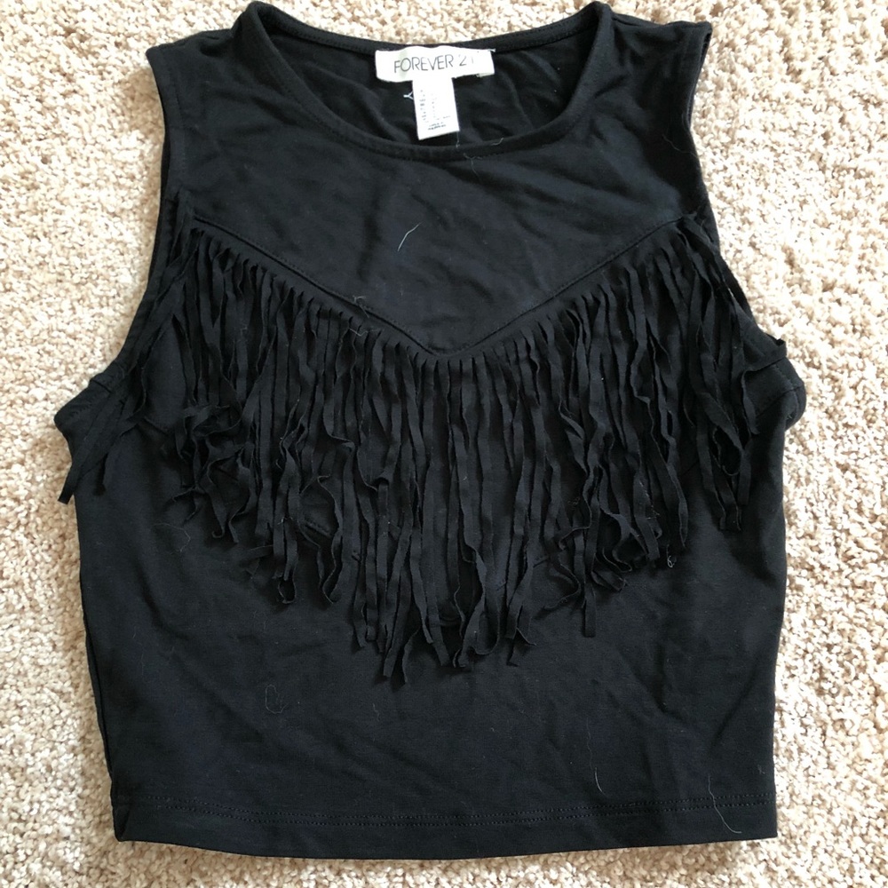 Crop fringe top